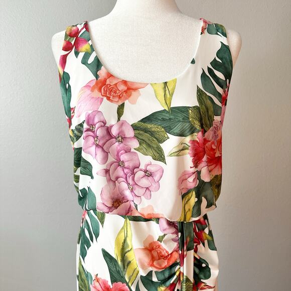 Boston Proper Tropical Oasis Print Racerback Maxi Dress Women's Size Medium - Picture 3 of 11